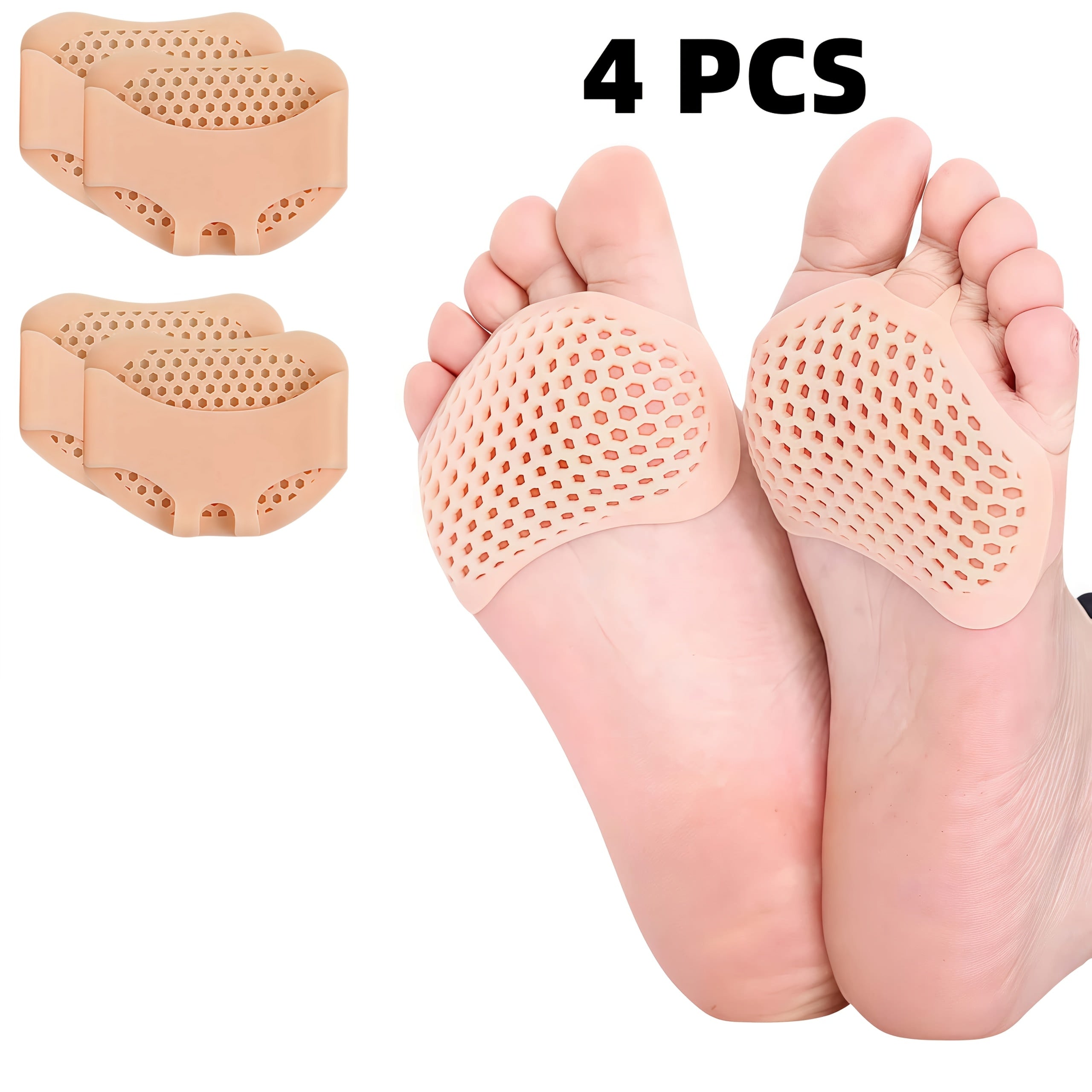 Women's Peach Silicone Forefoot Pads Half Insoles Breathable Cushioning