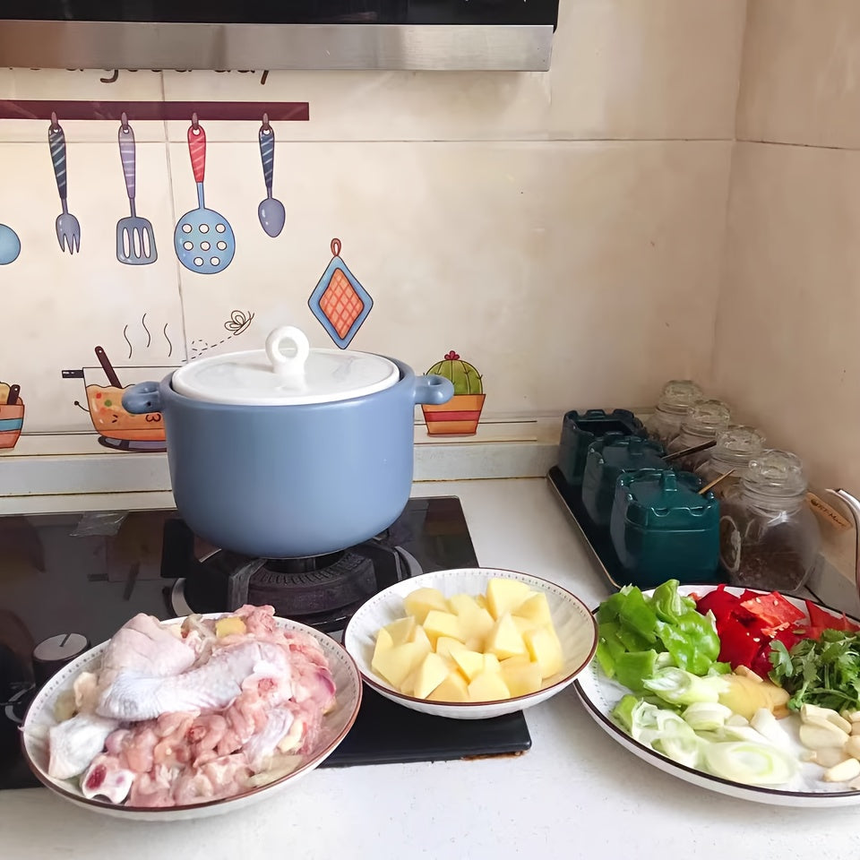 White Soup Pot 4L with Blue Lid, Durable, Gas and Induction Compatible