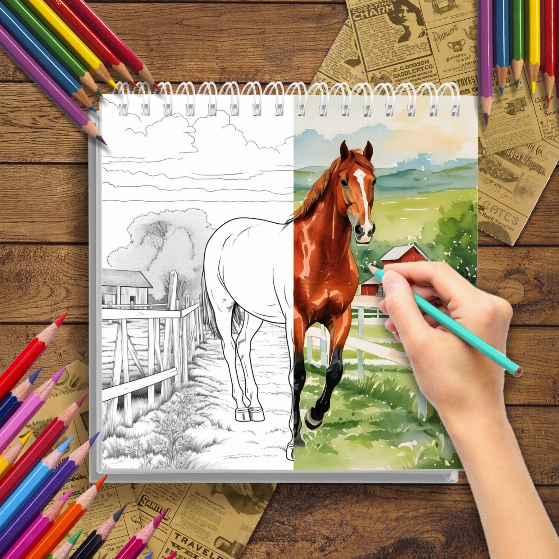 Adult Horse Coloring Book for Relaxation and Stress Relief