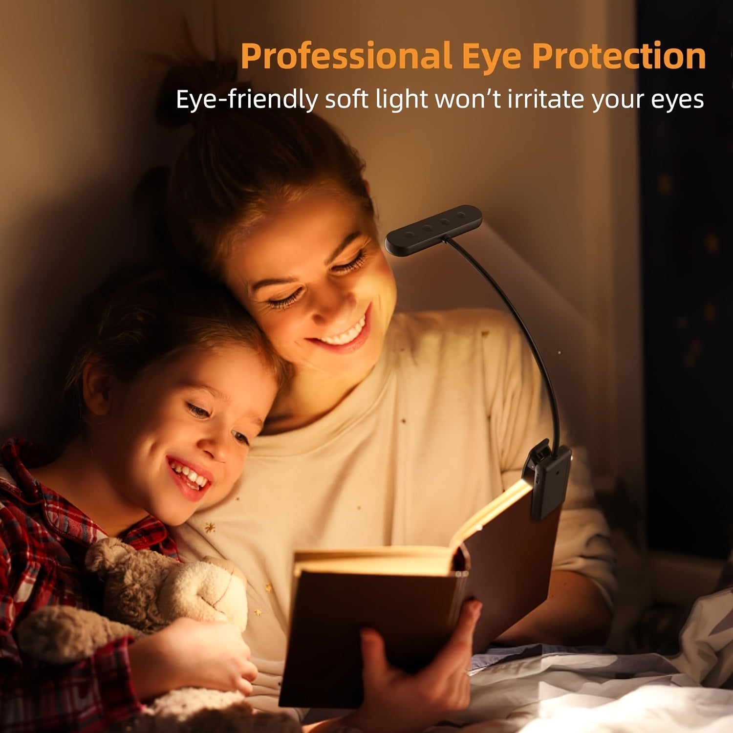 Rechargeable LED Book Light with Dual-Color Temperature Adjustable Brightness Aluminum Body USB Powered