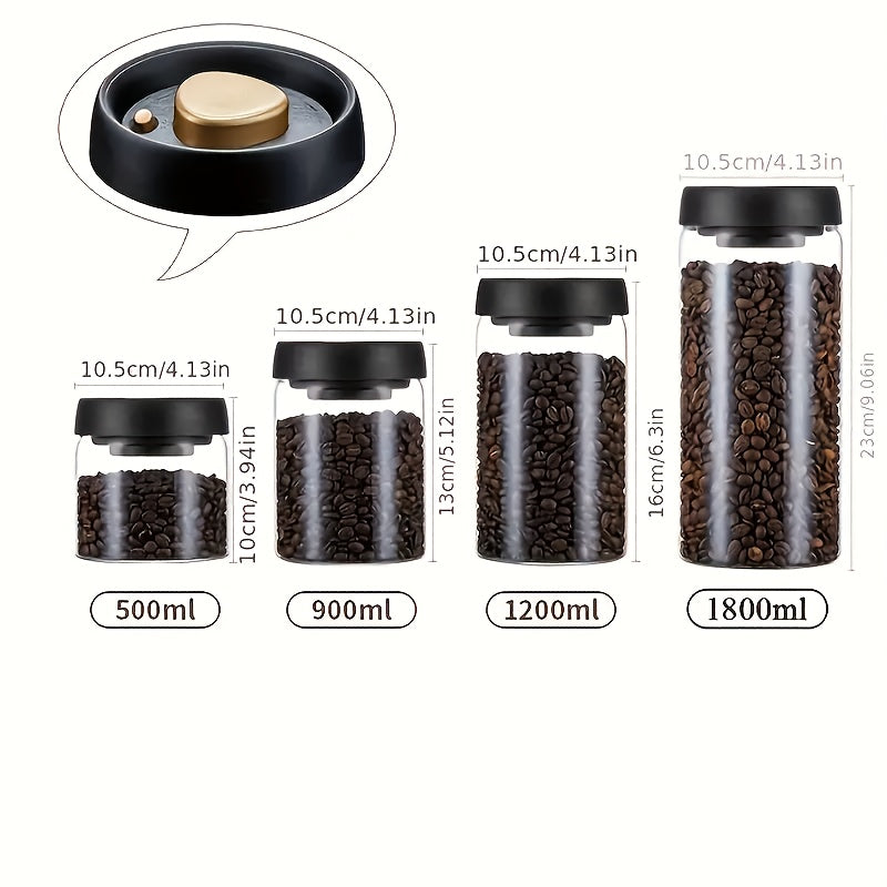 Airtight Glass Food Storage Container Round Canister for Nuts and Grains