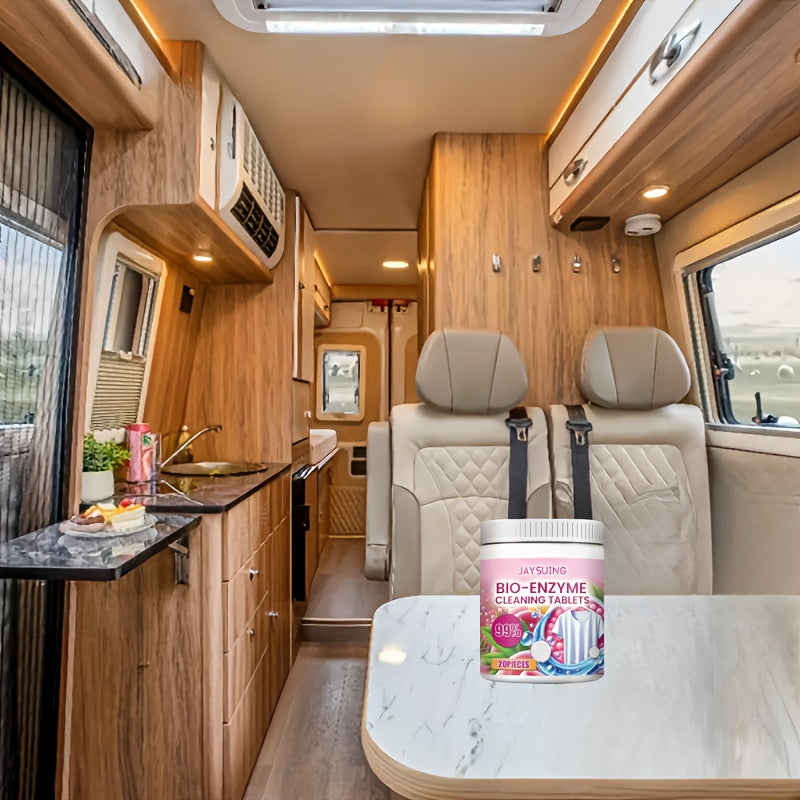 Bio-Enzyme Cleaning Tablets for RV Fabric Stain Odor Removal Dust Preservation Pack of 20