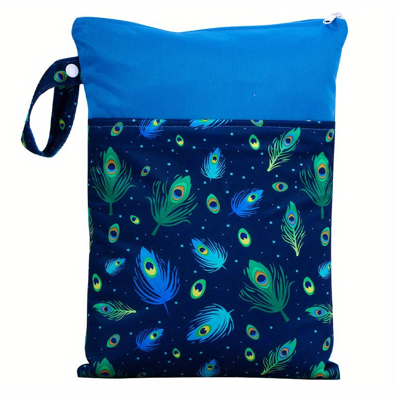 Reusable Waterproof Wet Bag with Double Pockets Cloth Handle 24.99x35cm