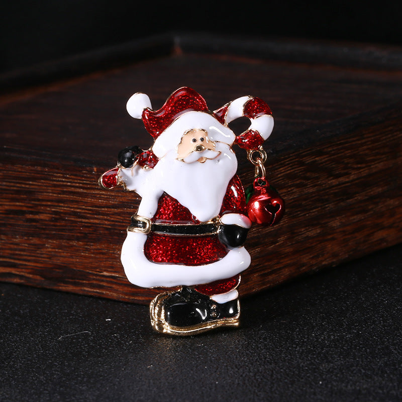 Festive Santa Claus Enamel Pin Christmas Bell Brooch Holiday Outfit Accessory