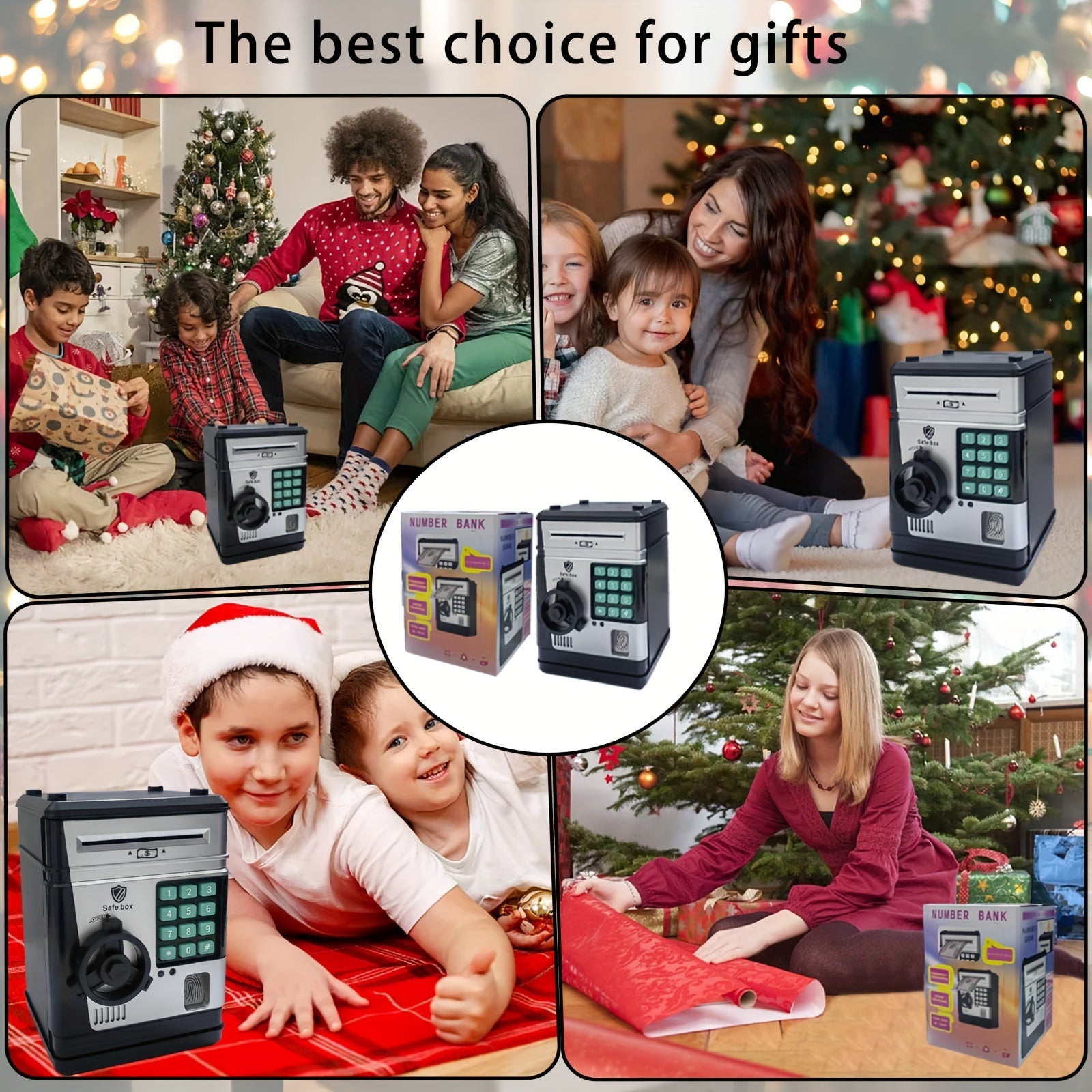 ABS Resin Piggy Bank for Kids with Password Lock Black 6+ Gift Holiday Birthday