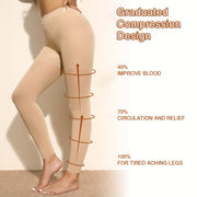 Graduated Compression Tights for Women and Men 15-20 mmHg High Waist Butt Lift Waist Control Nylon Spandex