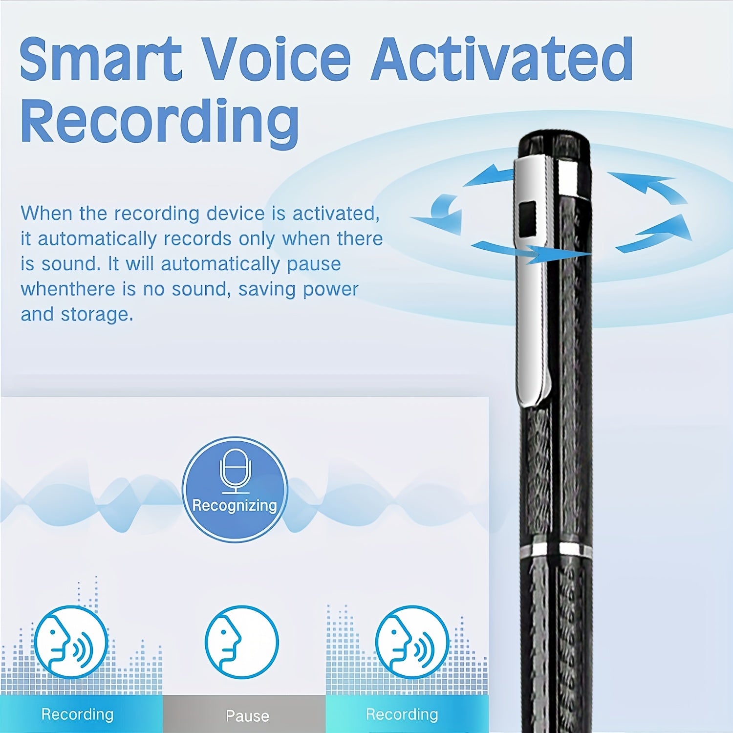 Digital Voice Recorder 64GB 32GB Noise Reduction Rechargeable Voice Activated