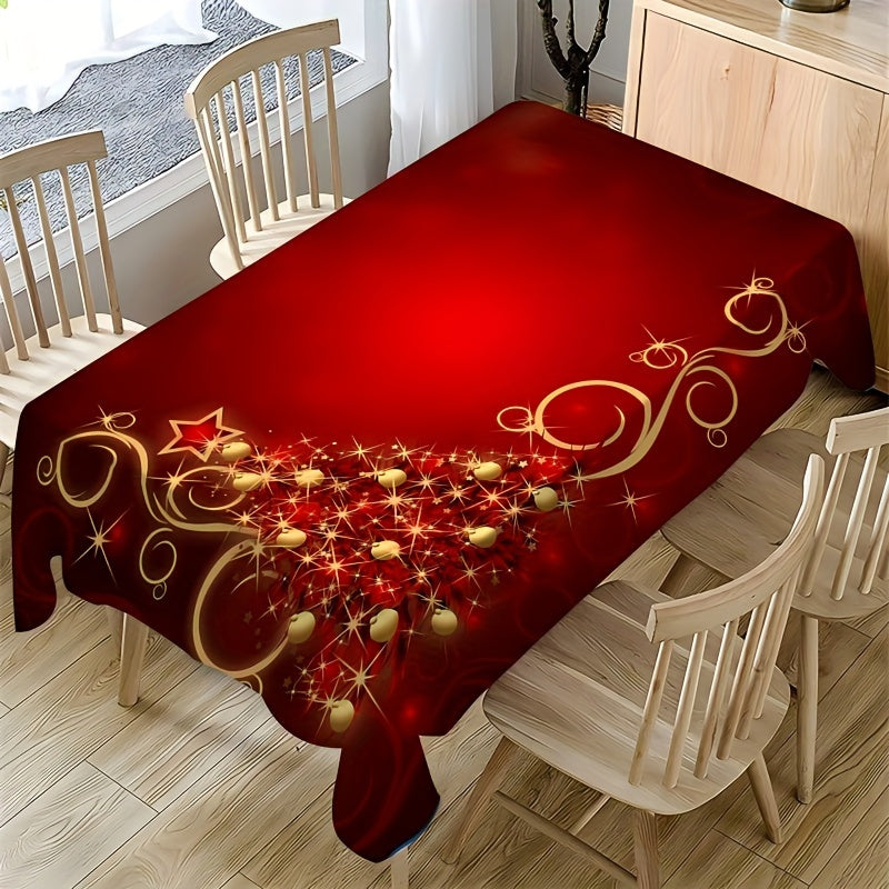 Mantel rectangular de poliéster con temática navideña para uso en interiores y exteriores