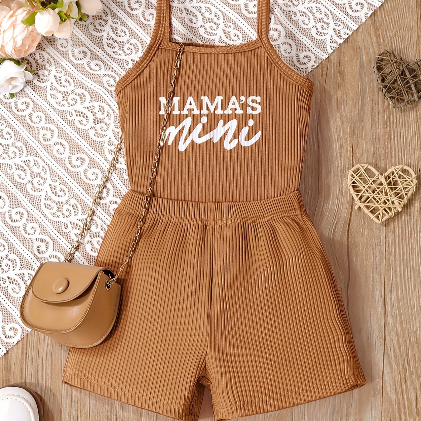 Toddler Girls Summer Outfit 2-Piece Set Camisole Top and Shorts Alphabet Pattern