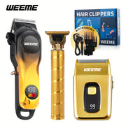 Мужской набор для стрижки и бритья, электробритва, роторный триммер, T-образная бритва, триммер, USB-зарядка, ЖК-дисплей, уход за собой