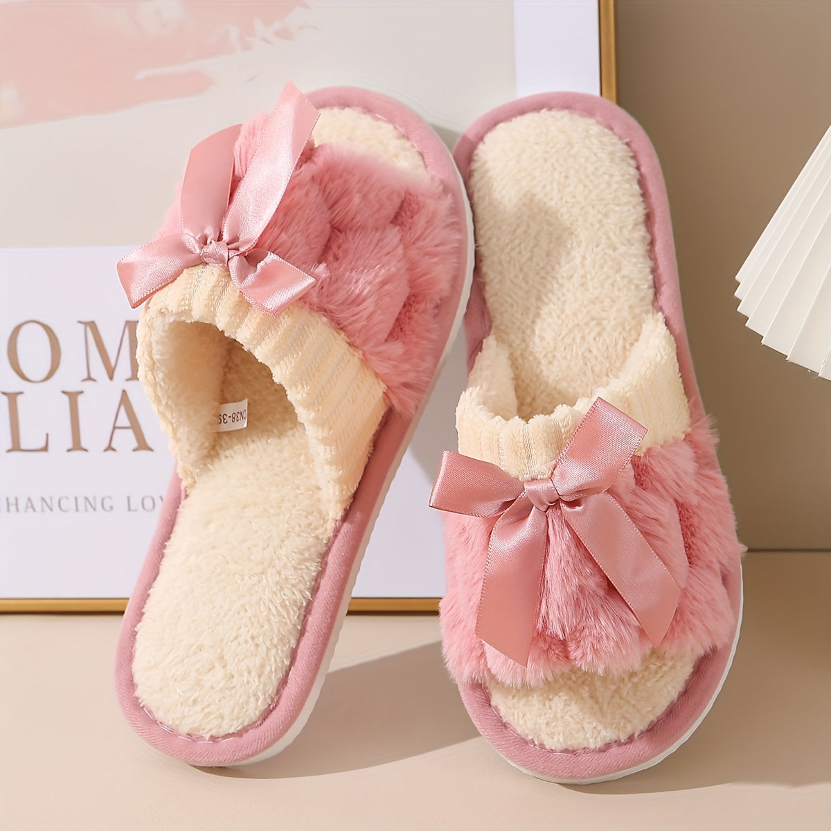 Women's Plush Animal Slippers Warm Non-Slip Indoor Bedroom Shoes