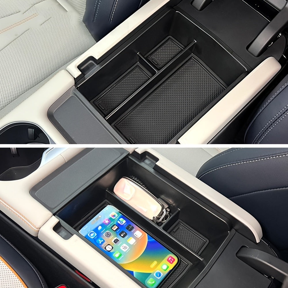 Car Interior Organizer Storage Box with USB-C Port Durability Textured