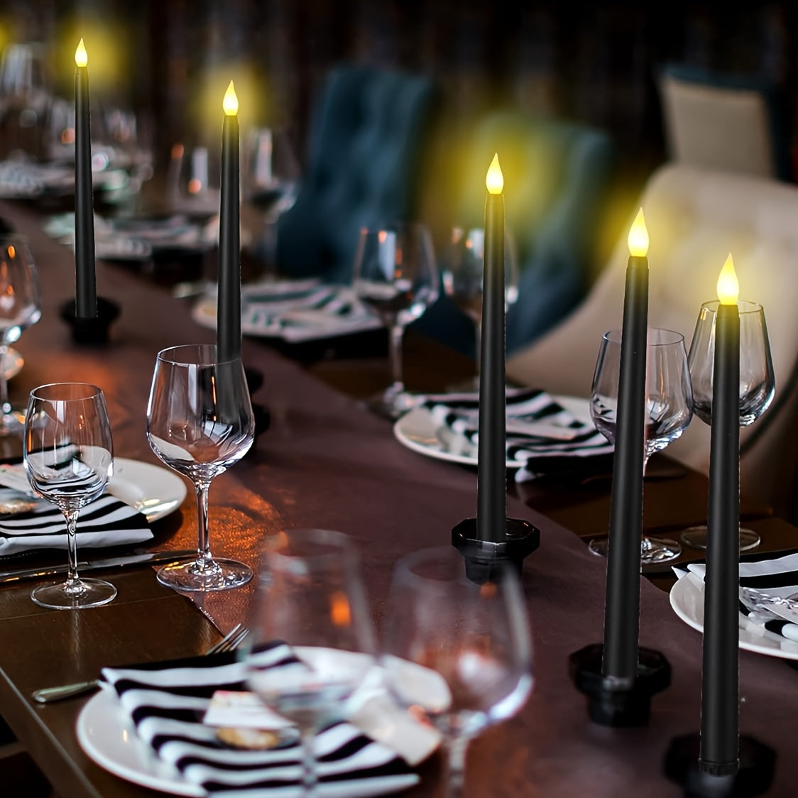 6-Pack Flickering LED Taper Candles Indoor Battery Operated Plastic Jars