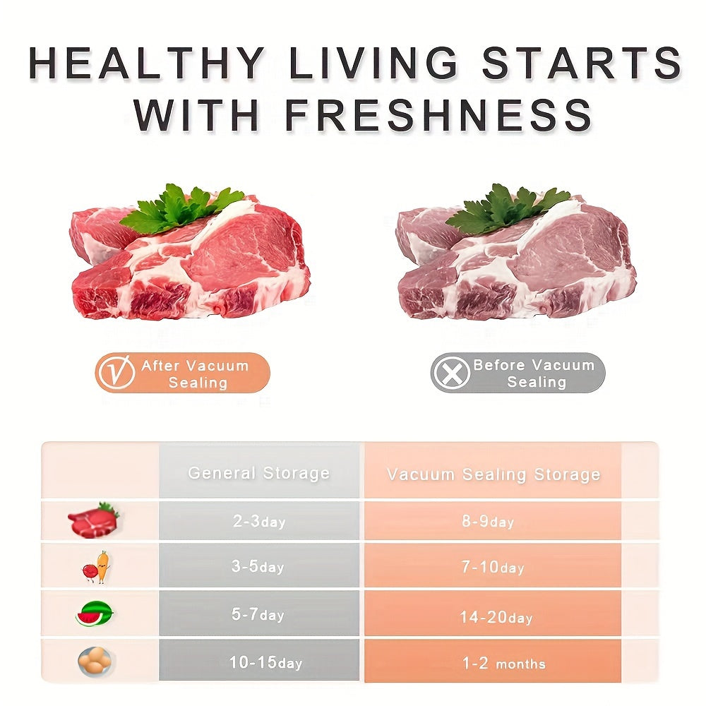 Juego de 3 rollos de bolsas para selladora al vacío para almacenamiento de alimentos, frutas, verduras, carnes