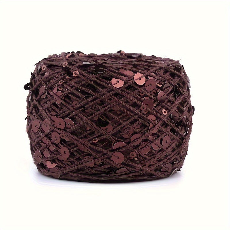 Sequin Cotton Yarn for Hand Knitting and Crocheting 50g White Red Black Beige