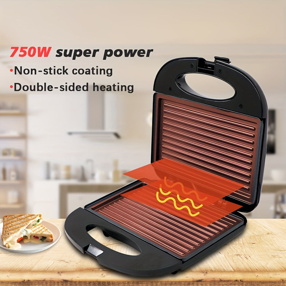 750W Non-Stick Elektrik Sendvich Qovurish Gril Panini Qiluvchi O'chiriladigan Tovoqlar