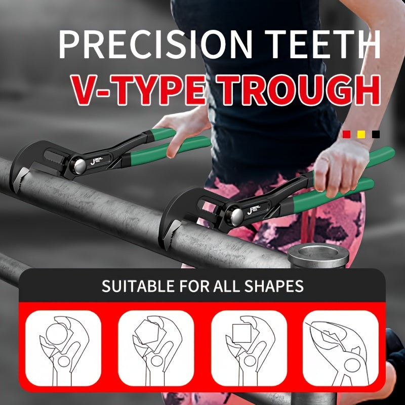 Sanoat darajasidagi xrom vanadiy po'latidan yasalgan ko'p funksiyali asbob, katta ochilishli plitalar, kalit va suv quvuri kaliti bilan.