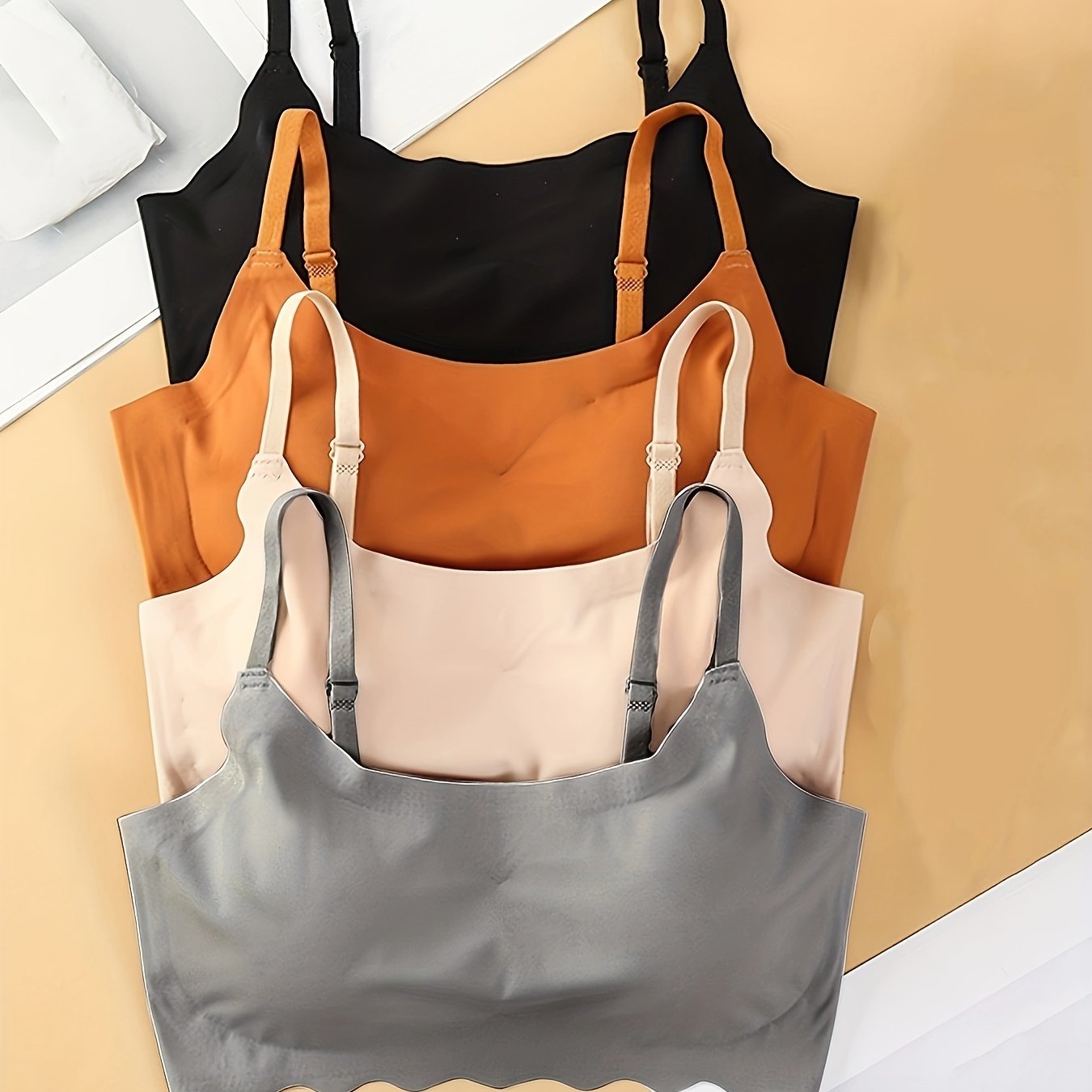 Women's Wireless Bralette with Adjustable Straps Seamless Comfort Pack of 4