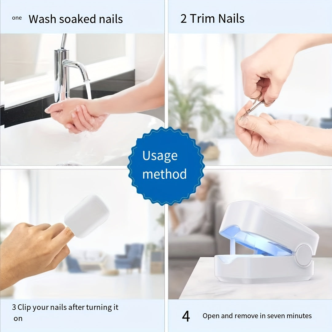 White USB Rechargeable Nail Care Device for Fingernails and Toenails Portable for Home Office Travel