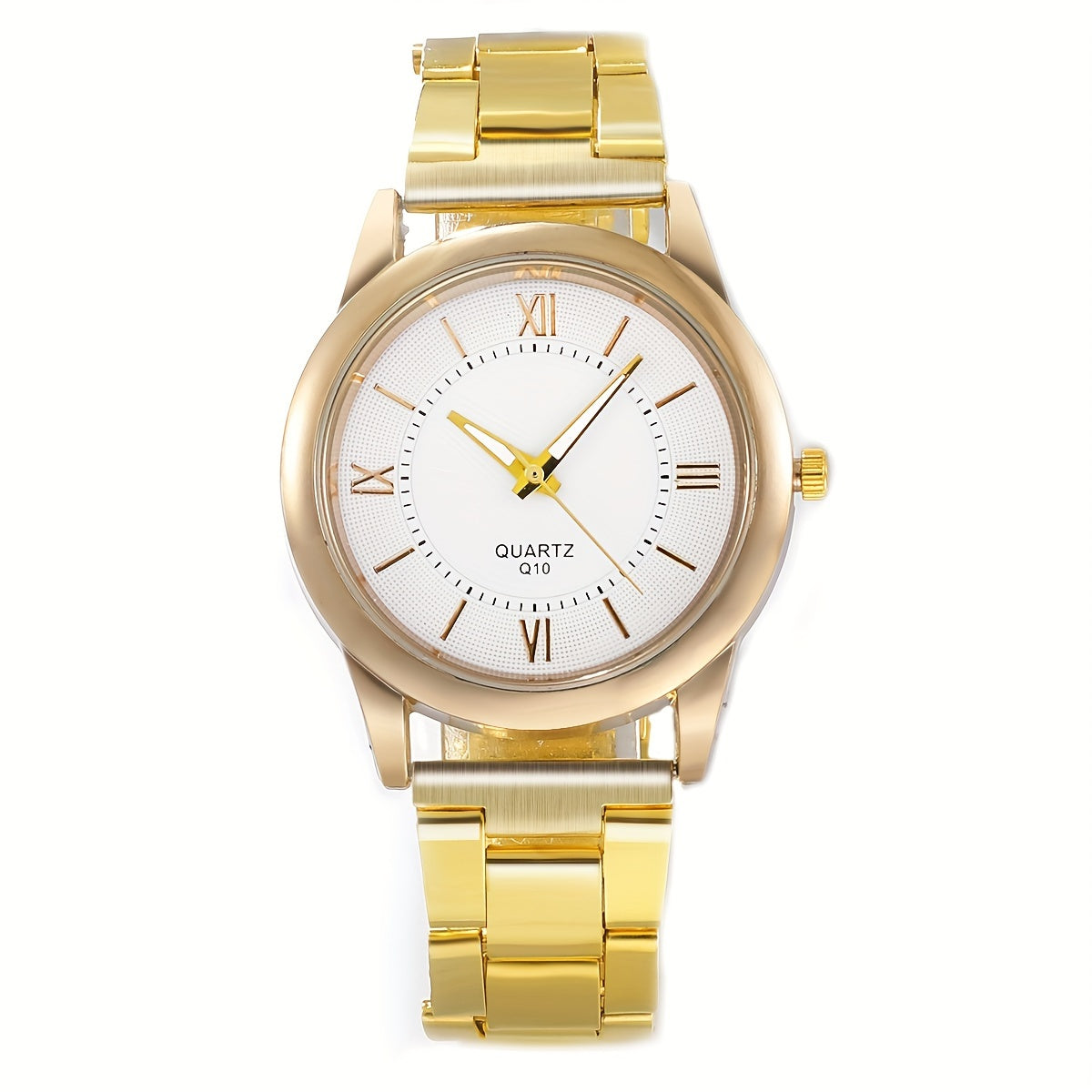 Набор из 5 женских золотых кварцевых часов с римскими цифрами и браслетами