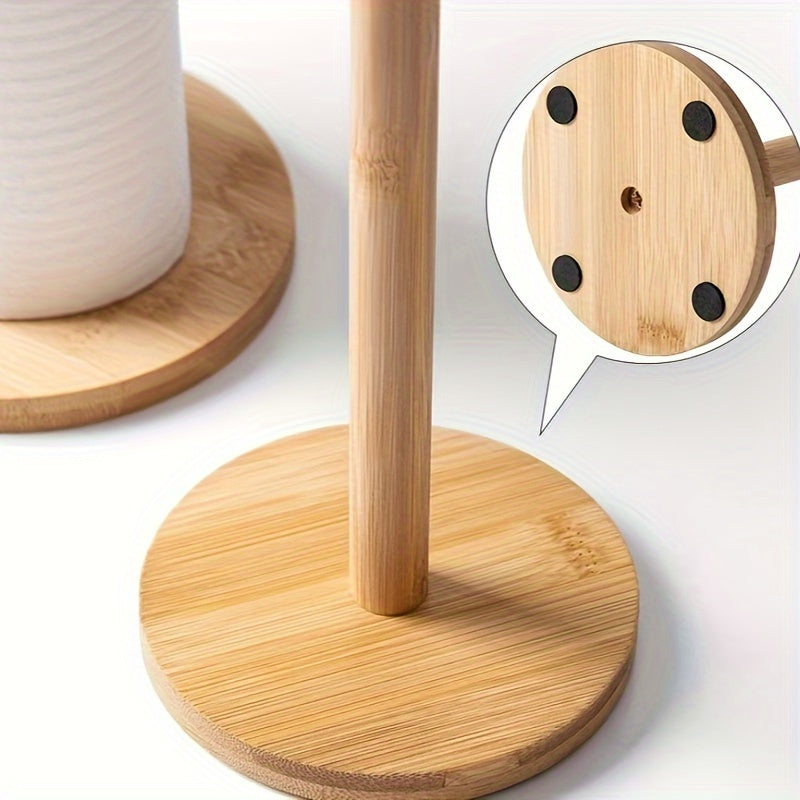 Bamboo Paper Towel Holder Vertical Stand for Kitchen Bathroom Bedroom