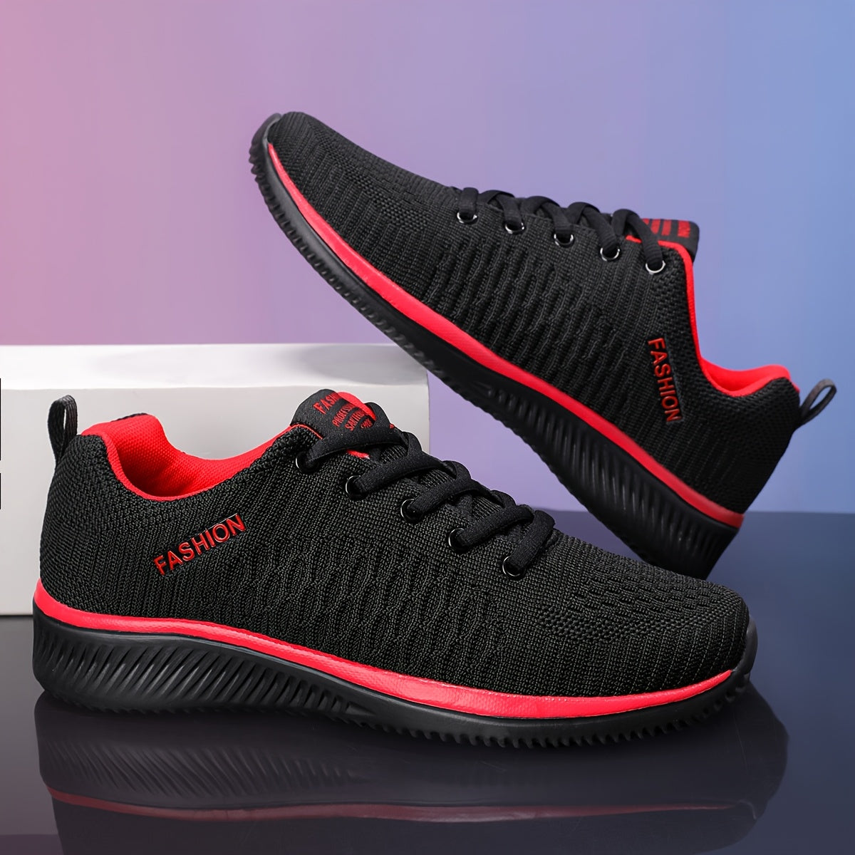 Unisex Mesh Sneakers Lightweight Breathable Lace-Up Athletic Shoes