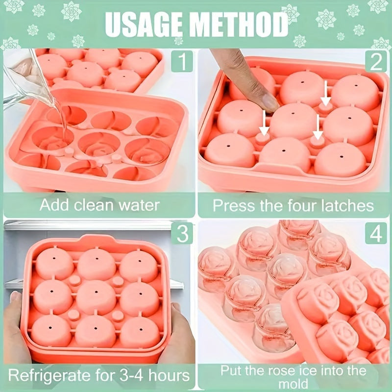 Silicone Rose Ice Cube Tray Food-Grade Freezer Kitchen Use for Ice Chocolates