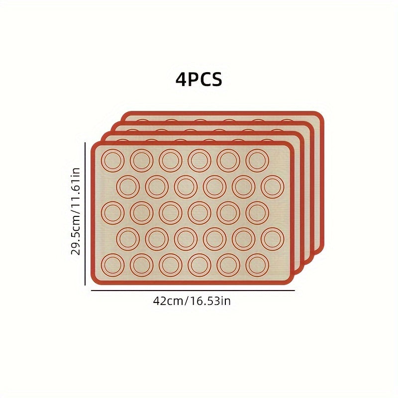 Silicone Baking Mats Set of 4 with Festive Designs for Cookies Macarons and Treats