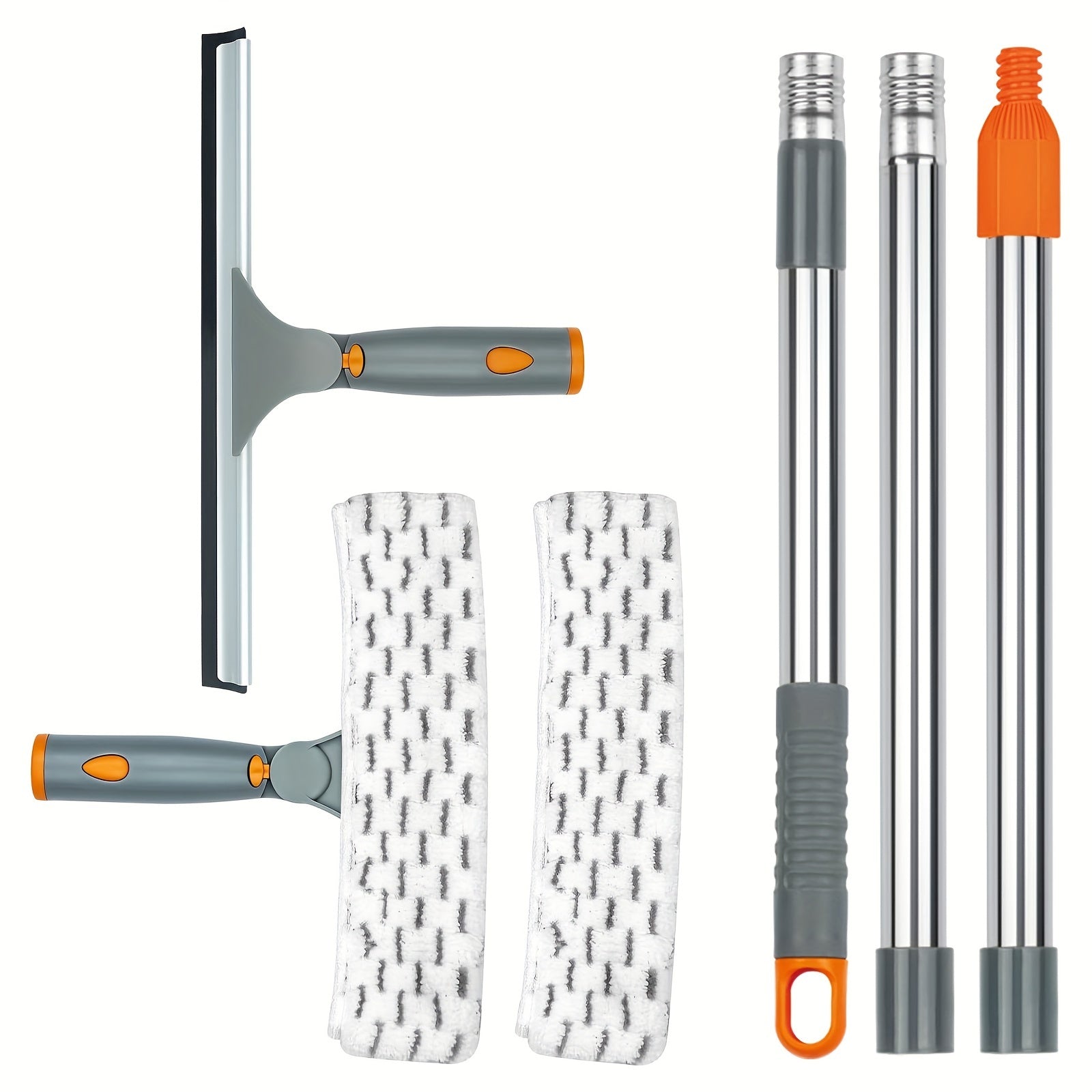 Cho'ziladigan Deraza Tozalash To'plami, Squeegee va Yostiqlar bilan Shisha va Tashqi Yuzalar uchun - Tozalash Ta'minotlari va Asboblar