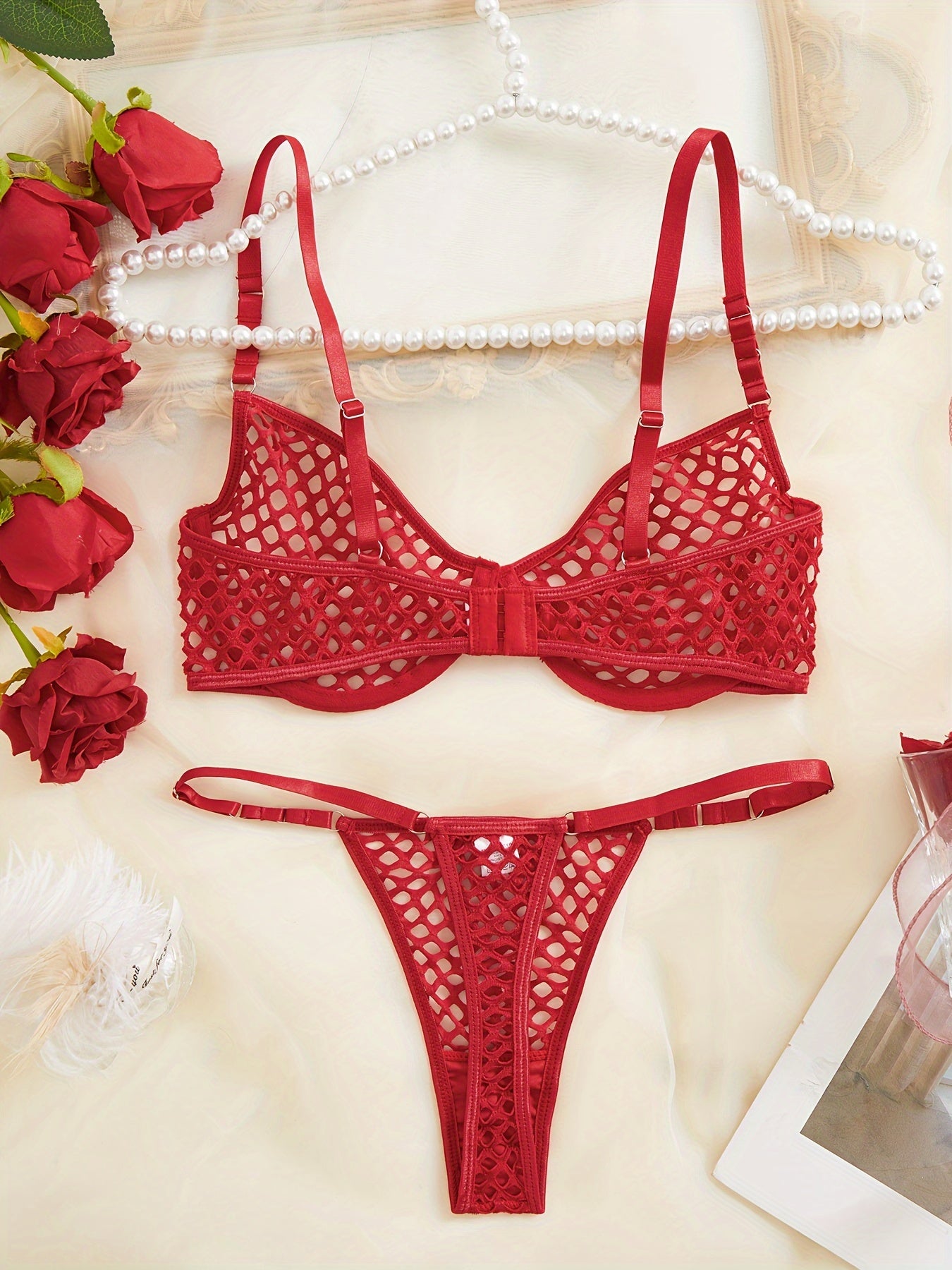 Women's Fishnet Lure Underwear Set Two-Piece Sexy Lingerie