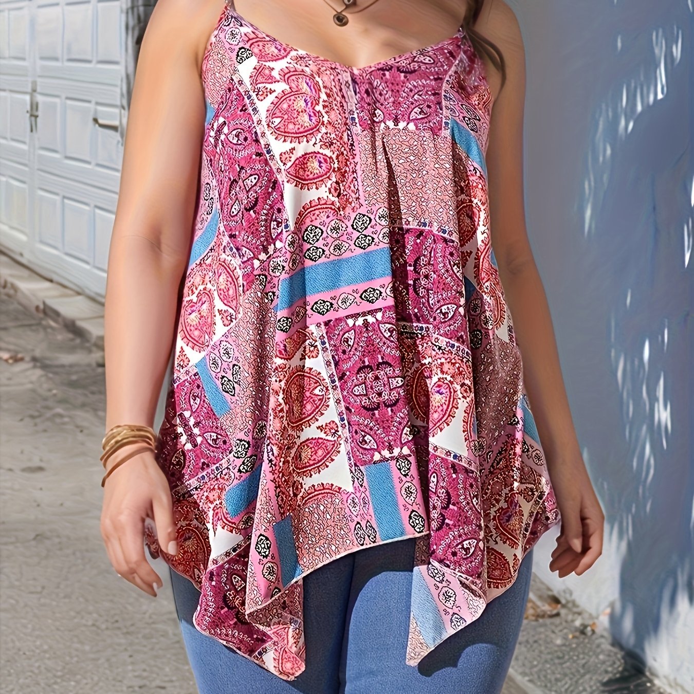 Women's V-Neck Sleeveless Blouse Polyester Lightweight Casual Spring Summer