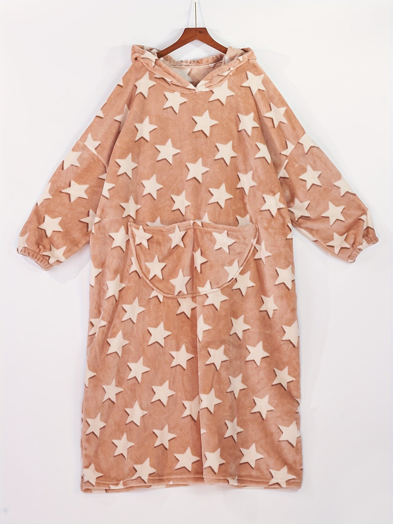 Plus Size Women's Lounge Robe Flannel Hooded Nightgown Warm Winter