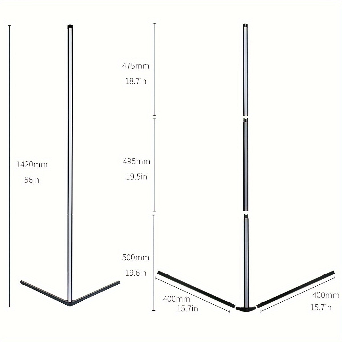 142cm RGB Corner LED Floor Lamp Dimmable Color Changing Music Sync for Bedroom Living Room Game Room