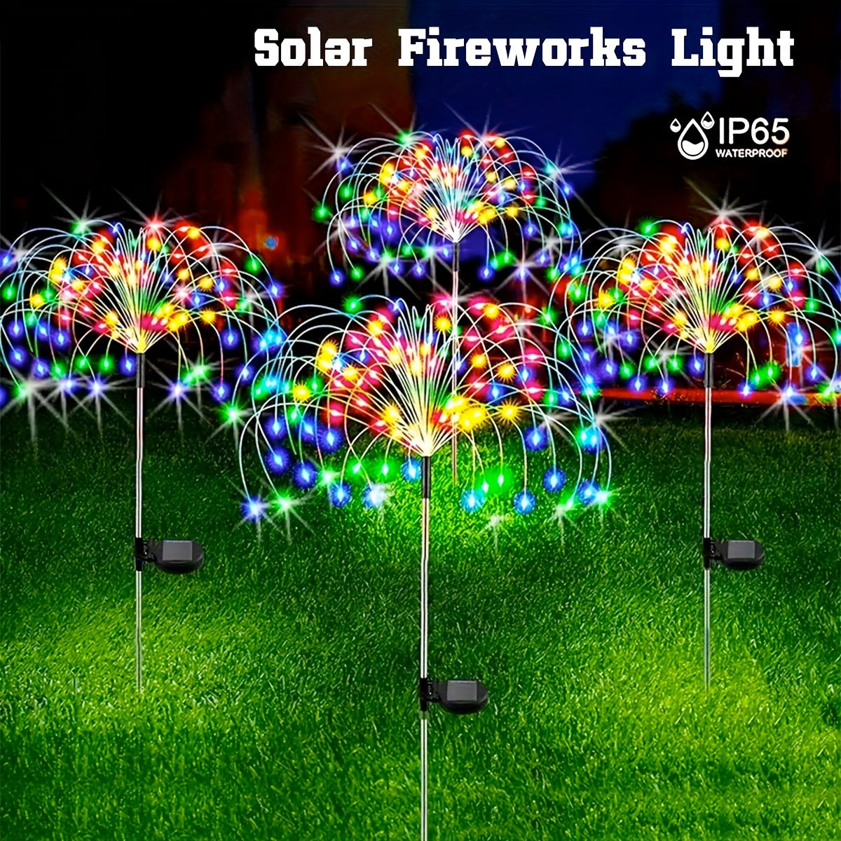 Solar Firework Lights Outdoor Garden Decor 8 Modes 360/200/60 LED