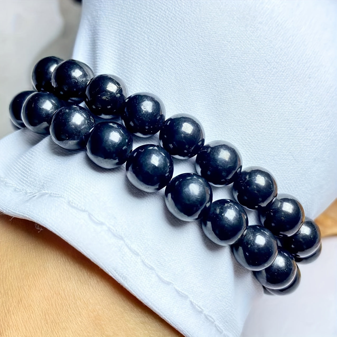 Натуральный браслет из шунгита 8 мм, кристаллическое украшение, подарок для мужчин и женщин