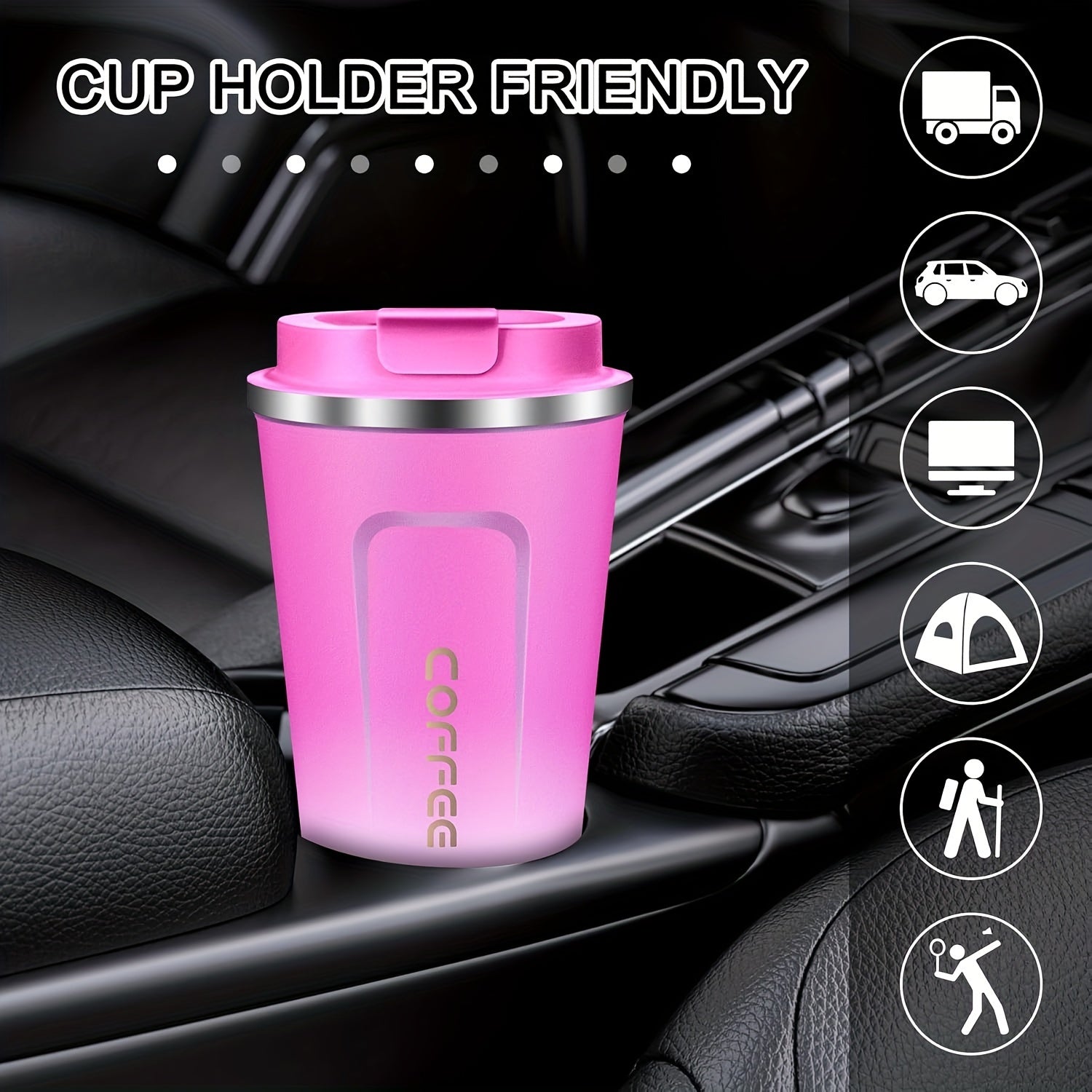 Izolyatsiyalangan zanglamaydigan po'latdan yasalgan qahva mug'asi, oqib ketmaydigan, idish-tovoq bilan mos, ofis va tabiatda sayohat uchun