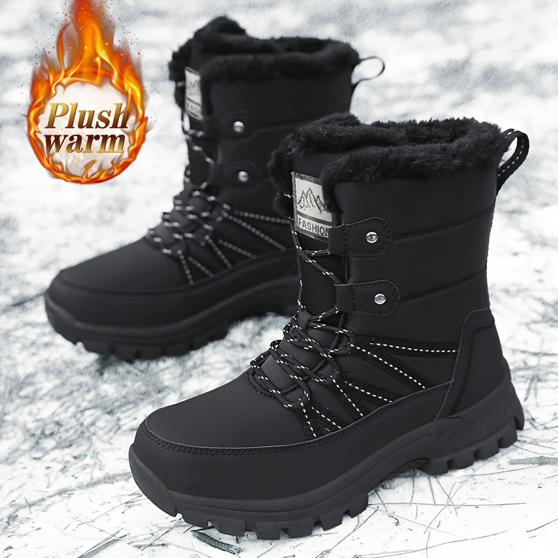 Women’s Snow Boots Platform Lace Up Plush Warm Anti-Slip Winter