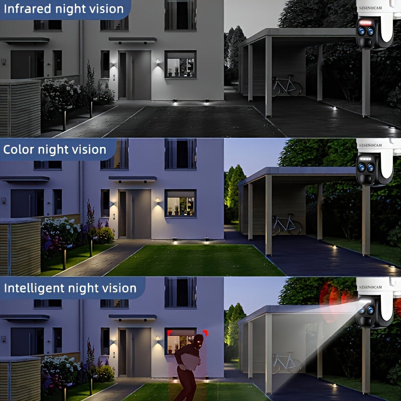 1296P HD Outdoor Security Camera with Solar Panel PTZ Night Vision Two-Way Audio Motion Detection