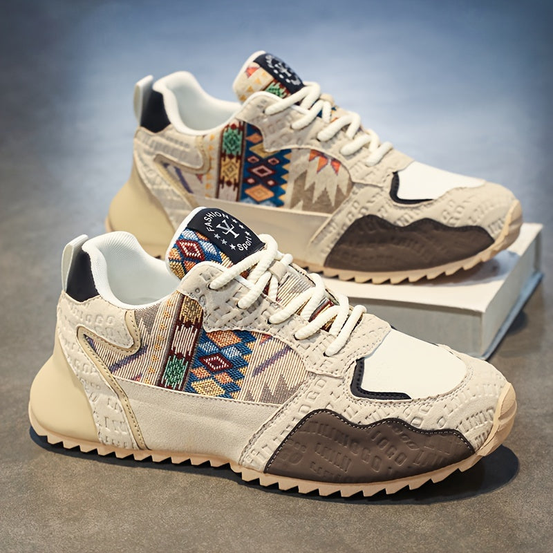 Men's Casual Lace-Up Sneakers All-Season PU Fabric Solid Color Low Top