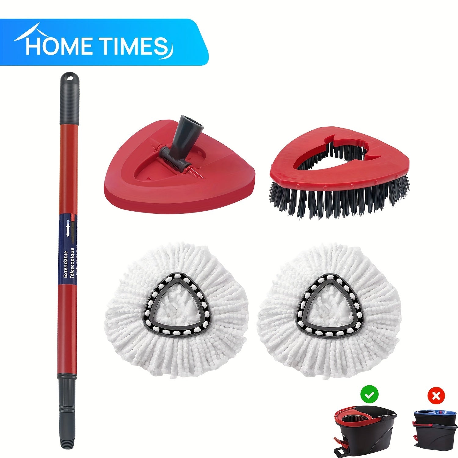 5pcs Spin Mop Refill Kit for Microfiber Mops with Replacement Heads and Handle