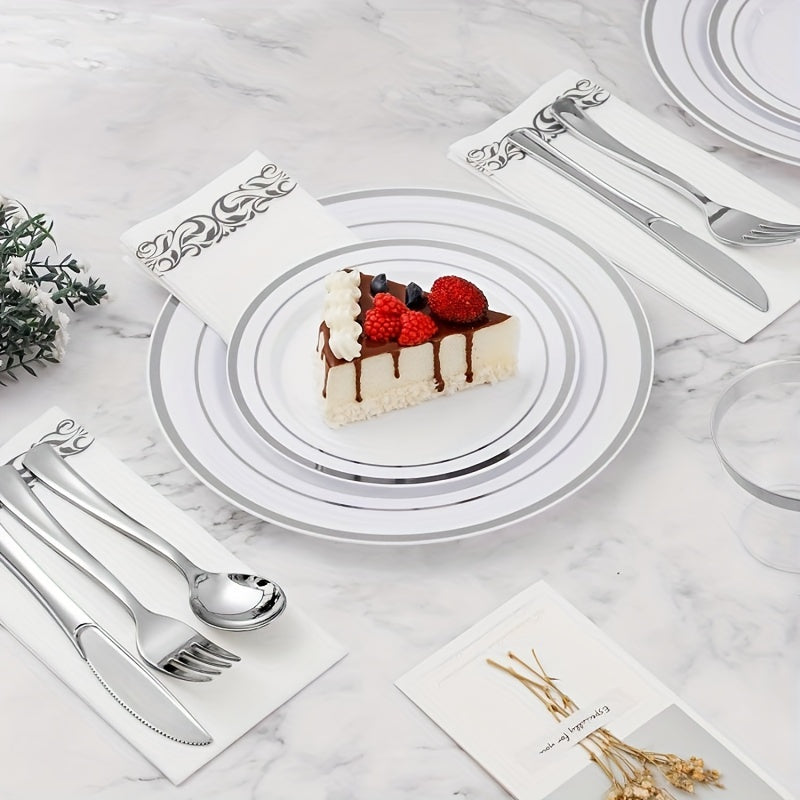 Platos de plástico dorados para fiestas de 19-26 cm, vajilla desechable de alta resistencia