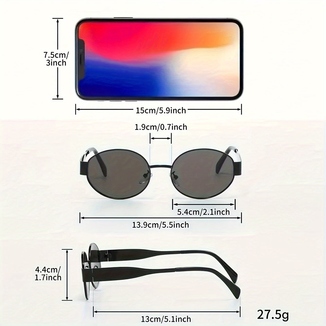 Unisex Oval Glasses Polished Metal Frame Mirrored Lenses Wide Fit for Everyday and Hiking