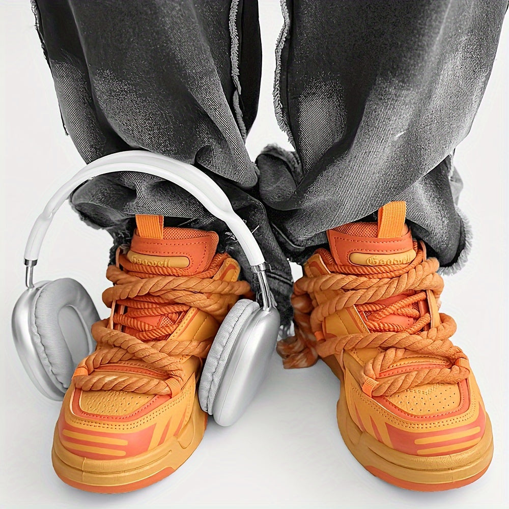 Men's Casual Low Top Sneakers Rubber Sole PU Fabric Solid Color All-Season