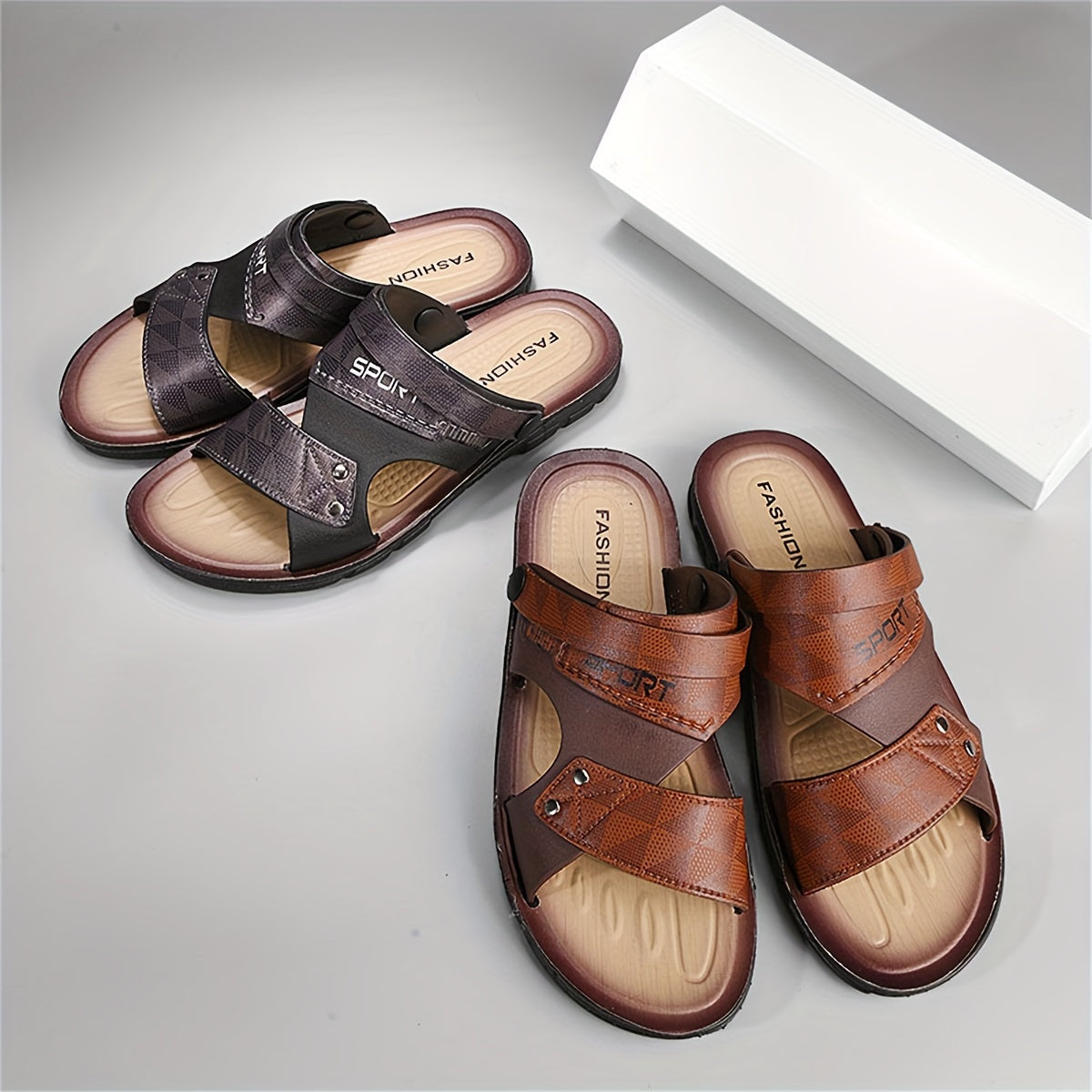 Men's Vintage Plaid PVC Sandals for Hiking and Outdoor Activities All-Season