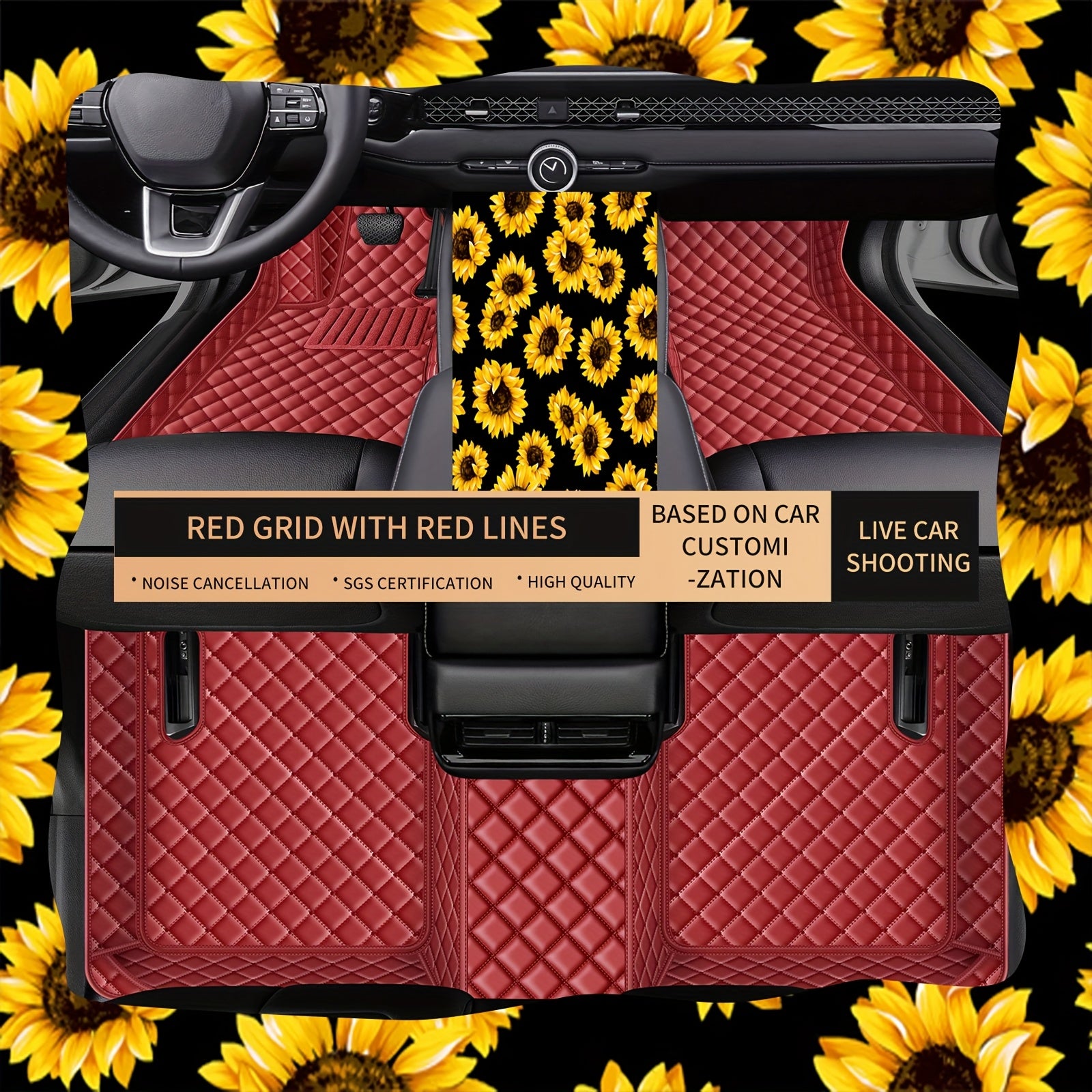 Alfombrillas de suelo de imitación cuero para coche SUV duraderas y fáciles de limpiar patrón a cuadros
