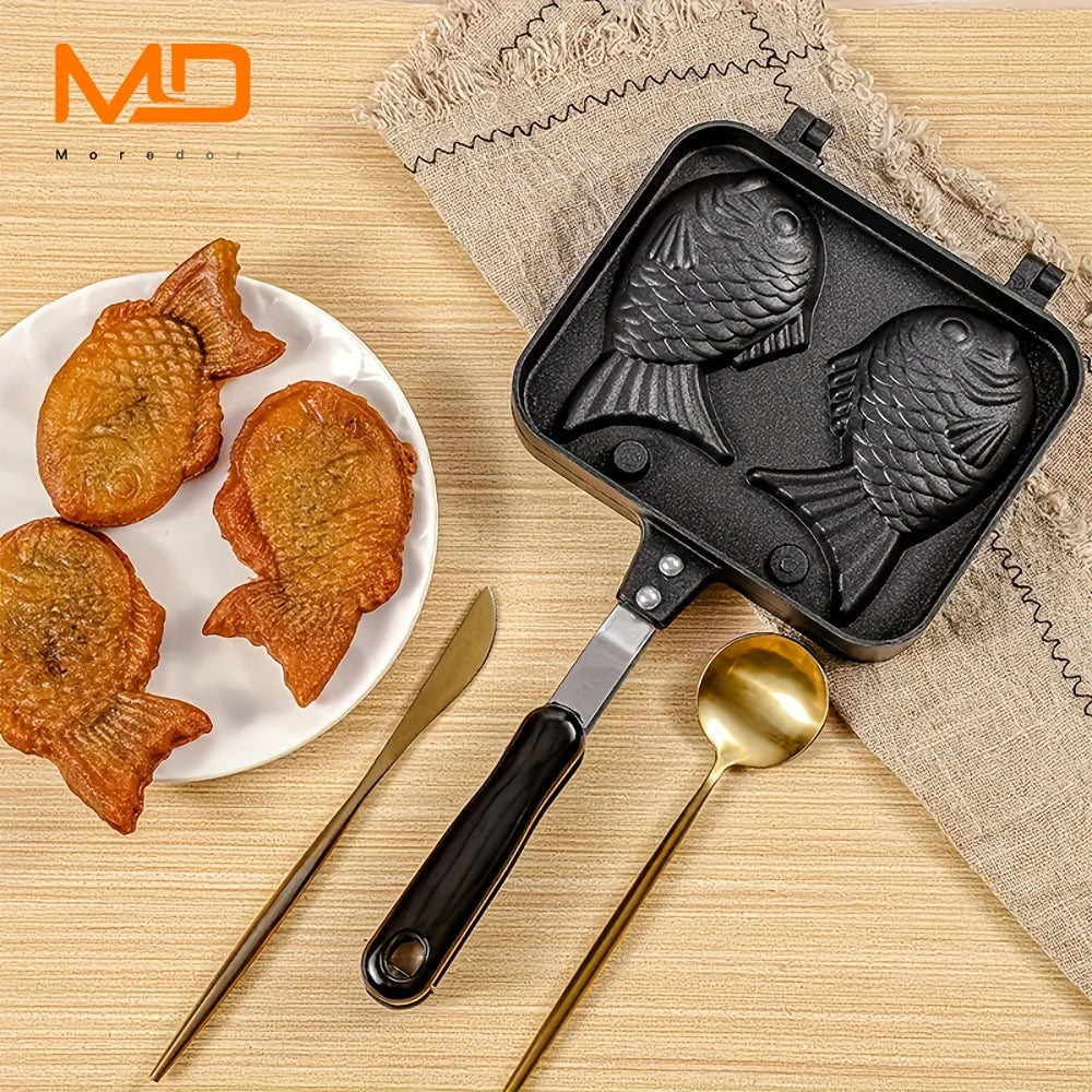 Fish-Shaped Nonstick Aluminum Taiyaki Maker with Handle for Home Grill