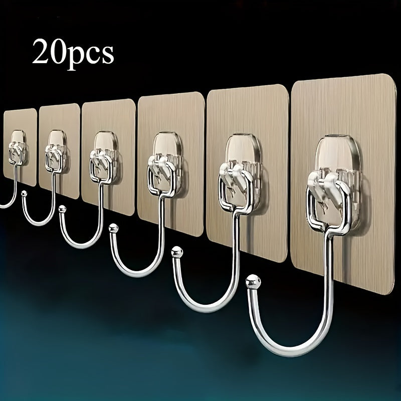 Ultra-Strong Transparent Reusable Wall Hooks Waterproof Oilproof for Bathroom Kitchen Pack of 5 10 20 30 50