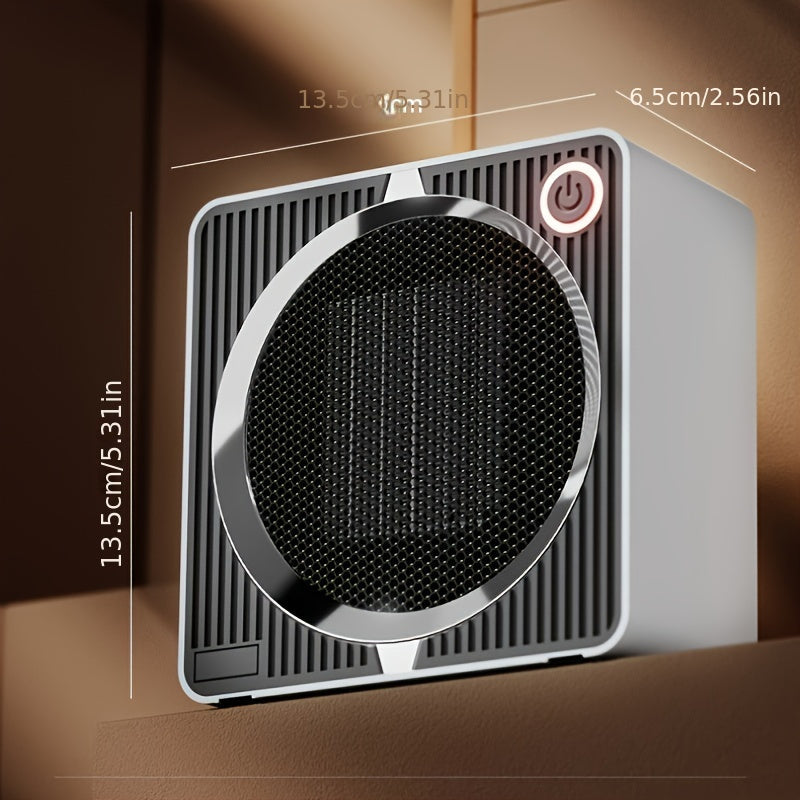 EcoHeat Portativ Keramika Isitgichi Termostat bilan, 500W Jim Joy Isitgichi Ofis va Uy uchun, Kvadrat Temir va ABS Qurilishi, Qizib Ketishdan Himoya, EU Plug, Tez va Jim Isitish - Oq/Qora