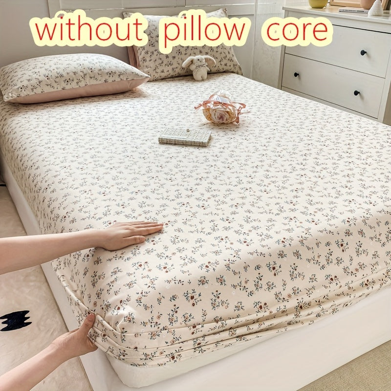 Fitted Sheet Set with Pillowcases Hypoallergenic Machine Washable Polyester Deep Pocket