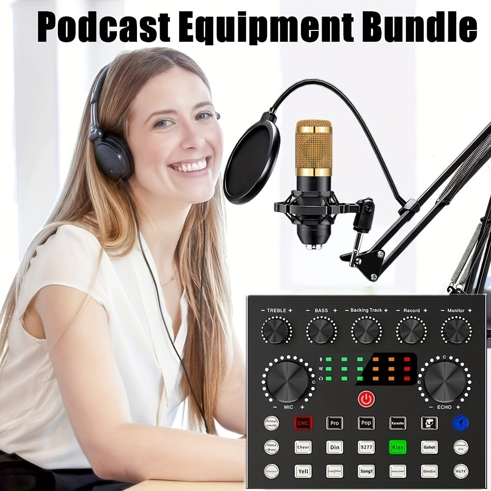 Mini Condenser Microphone Kit for Streaming Recording and Broadcasting with Audio Interface